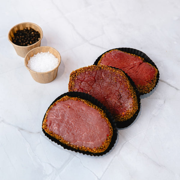 Runder kogelbiefstuk peper steak